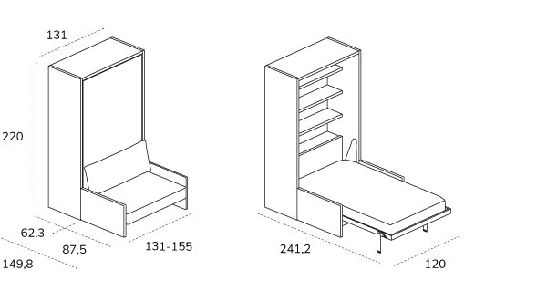 Opklapbed Altea Sofa 62 120 tech C BedHabits